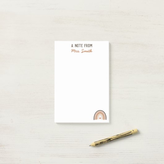 Post-it® Note D'Un Professeur Boho Rainbow Post-it (Sur un bureau)