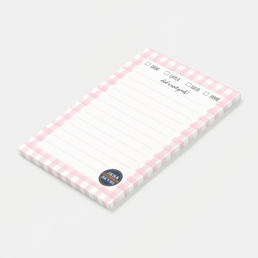 Post-it® Note En vichy Mitzvah rose (Incliné)