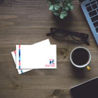 Note initiale monogramme R dégradé bleu corail