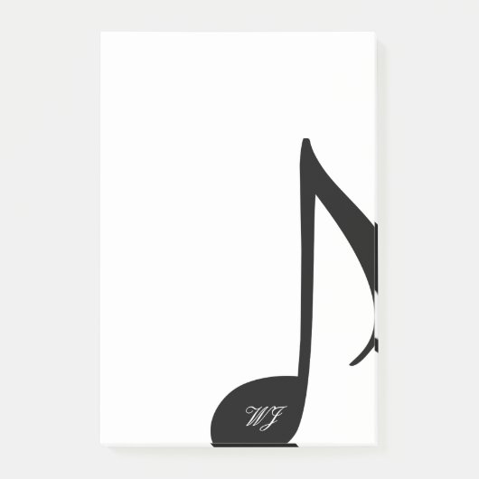 Post-it® Note musicale noire et blanche de monogramme fait (Devant)