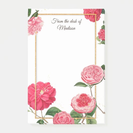 Post-it® Note Personnalisée Du Bureau Rose Floral Girly (Devant)