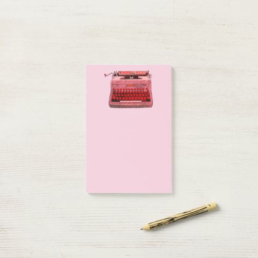 Post-it® Note post-it de machine à écrire rouge (Sur un bureau)
