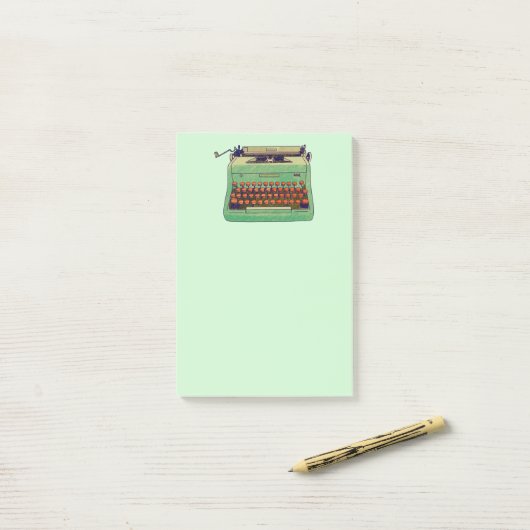 Post-it® Note sur la machine à écrire verte (Sur un bureau)