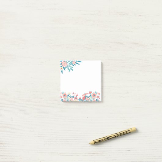 Post-it® Note Turquoise Floral Post it (Sur un bureau)