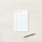Post-it® Notebook Paper White Add Your Name & Initial (Sur un bureau)