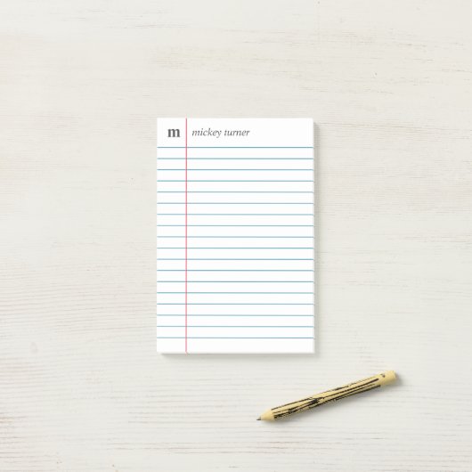 Post-it® Notebook Paper White Add Your Name & Initial (Sur un bureau)