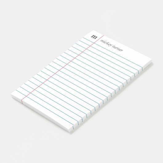 Post-it® Notebook Paper White Add Your Name & Initial (Incliné)