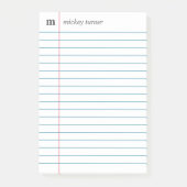 Post-it® Notebook Paper White Add Your Name & Initial (Devant)