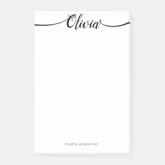Post-it® Notep de calligraphie de script blanc simple (Devant)