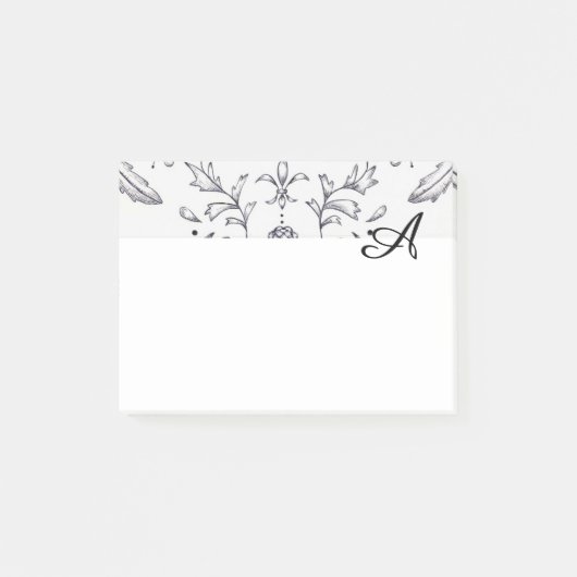 Post-it Notepad Damask noir et blanc Personnalisé (Devant)