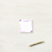 Post-it Notes à filigrane Cœur Violet Personnalisé (Sur un bureau)