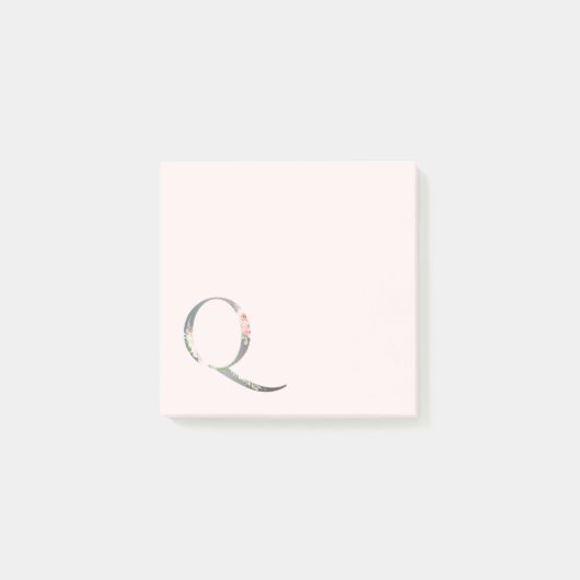 Post-it® Notes à monogramme lettre florale "Q" (Devant)