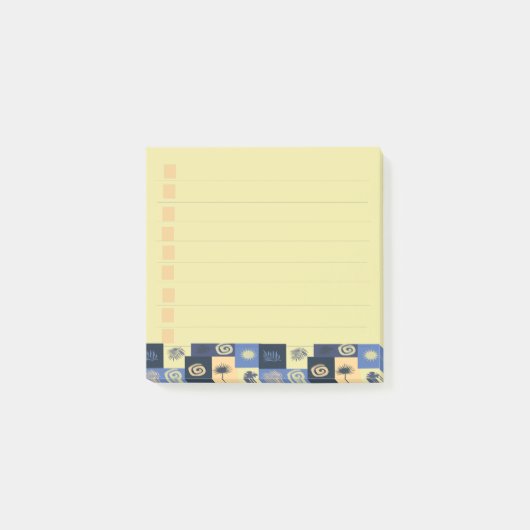 Post-it Notes à motif abstrait bleu et crème (Devant)