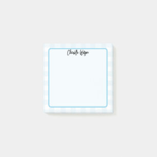 Post-it® Notes à motif gingham bleu pastel mignon
