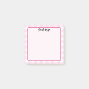 Post-it® Notes à motif gingham rose pastel mignon