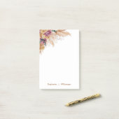 Post-it® Notes adhésives Herbe de Pampas aquarelle Boho mod (Sur un bureau)