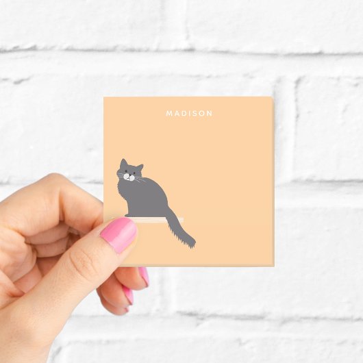 Post-it® Notes adhésives orange chat gris personnalisées