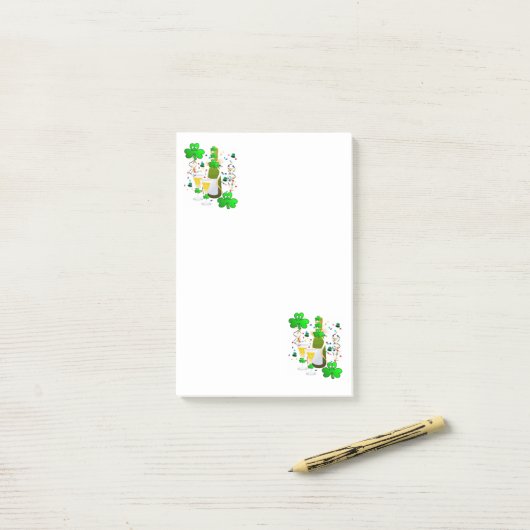 Post-it® Notes adhésives Saint-Patrick Trèfle Vin (Sur un bureau)