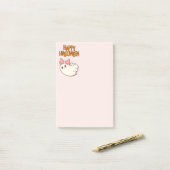 Post-it® Notes adorables — Gentil fantôme en rose (Sur un bureau)