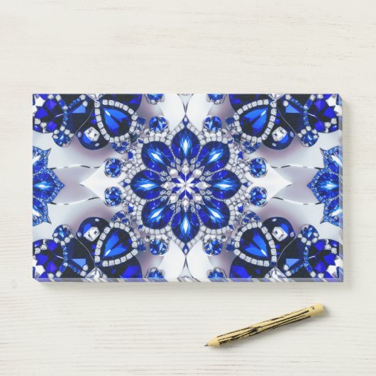 Post-it® Notes aux couleurs Bleues Blances (Sur un bureau)
