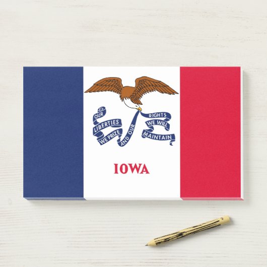 Post-it® Notes avec le drapeau de Iowa, États-Unis (Sur un bureau)