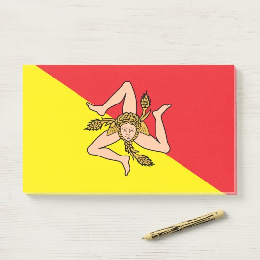 Post-it® Notes avec le drapeau de la Sicile (Sur un bureau)