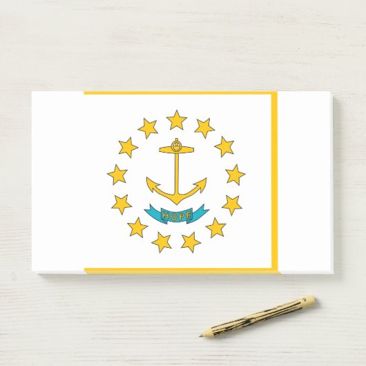Post-it® Notes avec le drapeau de Rhode Island, USA (Sur un bureau)