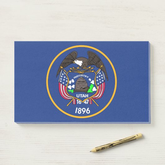 Post-it® Notes avec le drapeau de Utah, États-Unis (Sur un bureau)