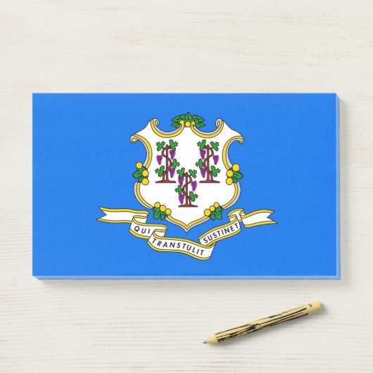 Post-it® Notes avec le drapeau du Connecticut, États-Unis (Sur un bureau)