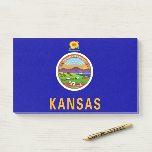 Post-it® Notes avec le drapeau du Kansas, États-Unis (Sur un bureau)