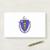 Post-it® Notes avec le drapeau du Massachusetts, États-Unis (Sur un bureau)