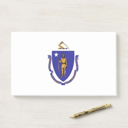Post-it® Notes avec le drapeau du Massachusetts, États-Unis (Sur un bureau)