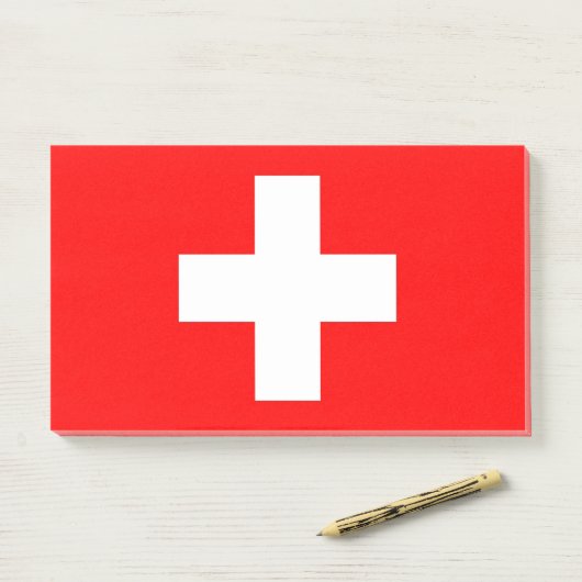 Post-it® Notes avec le drapeau suisse (Sur un bureau)