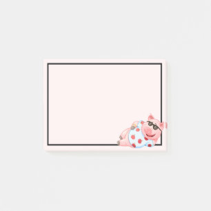 Post-It Notes avec un Cochon Cool en Lunettes de S