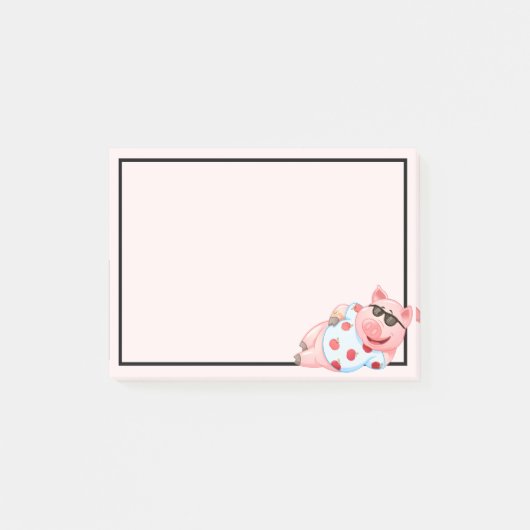 Post-It Notes avec un Cochon Cool en Lunettes de S (Devant)