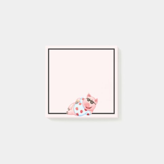 Post-It Notes avec un Cochon Cool en Lunettes de S (Devant)