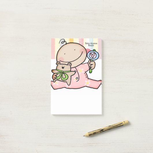 Post-it® Notes Bébé fille bande (Sur un bureau)