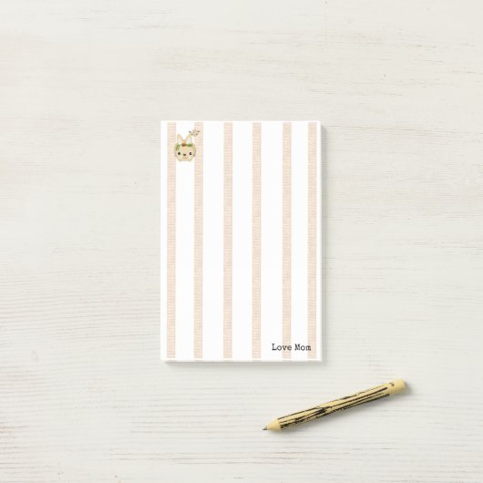 Post-it® Notes Beige & Rayure Blanche (Sur un bureau)