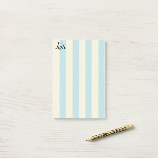 Post-it Notes Bleu Beige Rayure (Sur un bureau)