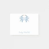 Post-It Notes Bleu Chic Crab Personnalisables (Devant)