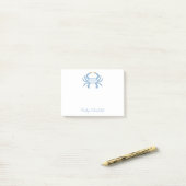 Post-It Notes Bleu Chic Crab Personnalisables (Sur un bureau)