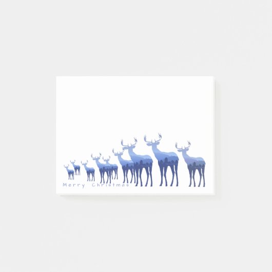 Post-it-Notes-Blue Deer Merry Kerstmis Post-it® Notes (Voorkant)