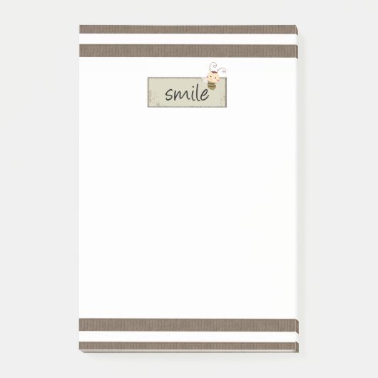 Post-it® Notes Brun et blanc à rayures Bourdon floral  (Devant)