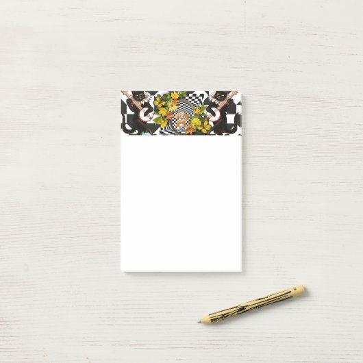 Post-it® Notes Chat Chien Floral Meow (Sur un bureau)