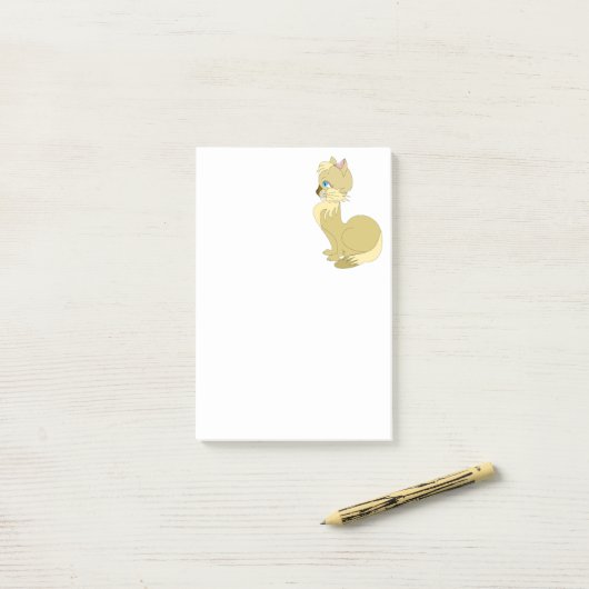 Post-it® Notes Chat Jaune (Sur un bureau)