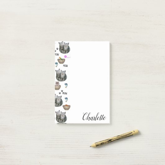 Post-it Notes Chat Minou Chats (Sur un bureau)