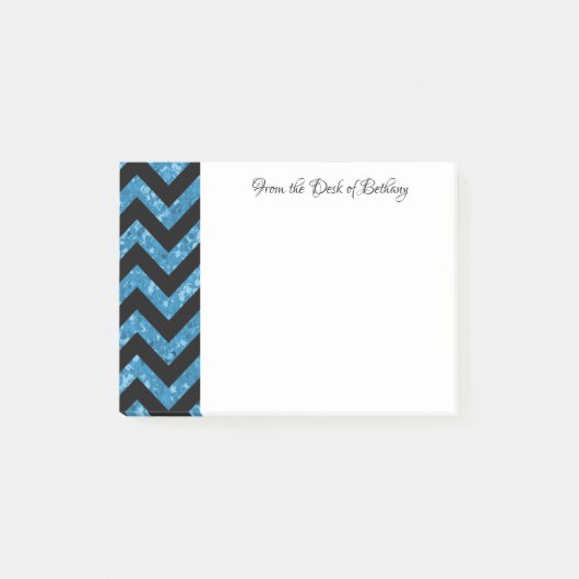 Post-it® Notes Chevron Parties scintillant bleue (Devant)