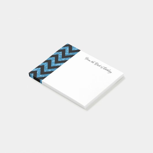 Post-it® Notes Chevron Parties scintillant bleue (Incliné)