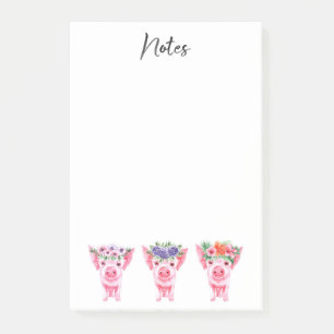 Post-It Notes Cochons Floraux
