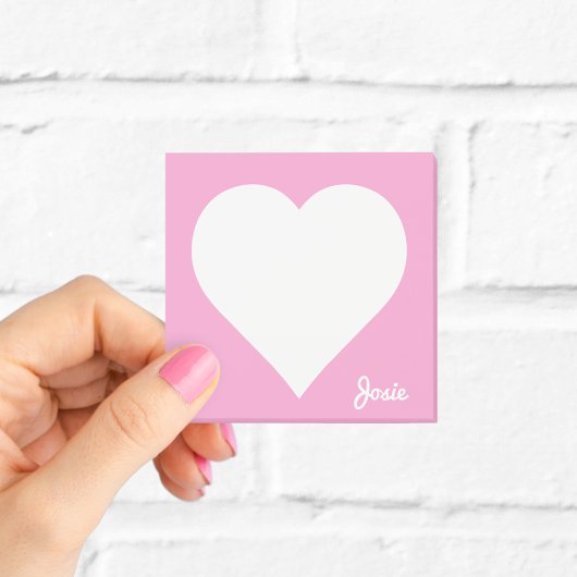 Post-it Notes Cœur Rose avec Nom